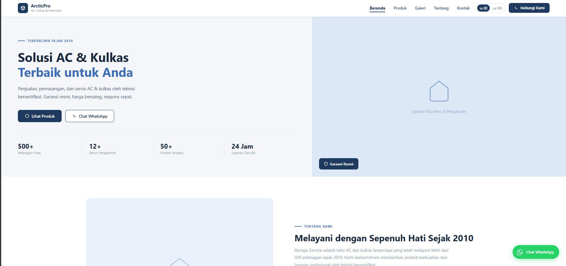 ArcticPro — Website Demo Toko AC & Kulkas